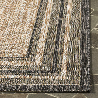 SAFAVIEH Courtyard Collection 8' x 10' Natural / Black CY8475 Indoor/ Outdoor Patio Backyard Mudroom Area Rug