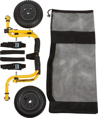 Suspenz Stowable Kayak Carrier Cart, SK Trailer Cart with Airless Wheels and Straps, Yellow, (22-1166)