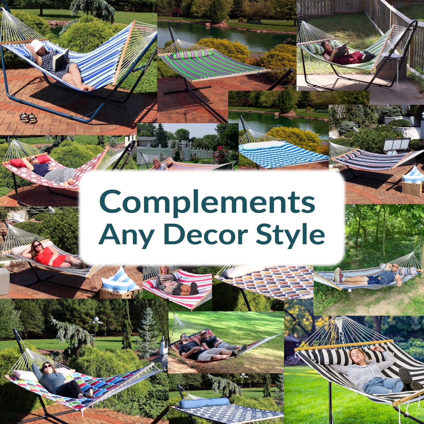 Sunnydaze Quilted Double Hammock for Outside with Spreader Bars and Pillow - 450 lb Capacity, 74x55 Inch Bed, UV Resistant, Quick Dry - Chains Included, Stand Sold Separately - Catalina Beach