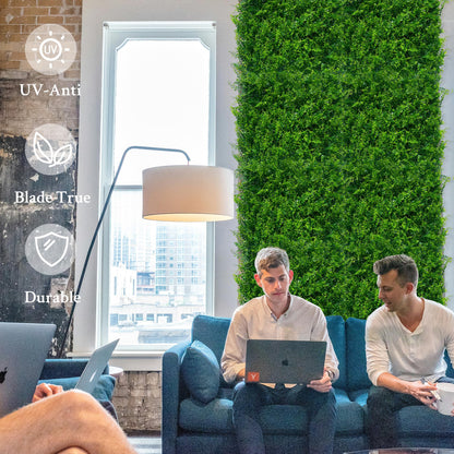 ODTORY Artificial Plants Hedge Wall Panels：54x120 Inch (45 sqft) UV-Anti Greenery Boxwood Fence Privacy Screen, Faux Ivy Grass Wall with Fake Leaves for Indoor Outdoor Background Covering