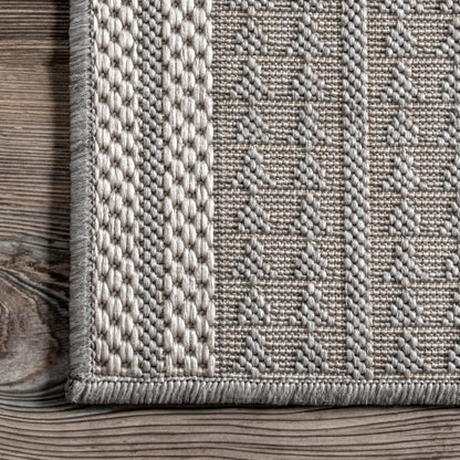 Nuloom Ranya Light Grey/Ivory, 8' Round, Tribal Geometric, Soft and Cozy, High Traffic, Stain Resistant, Easy Clean, Durable Area Rug for Indoor/Outdoor Patio, Deck, Porch, Garden, Courtyard