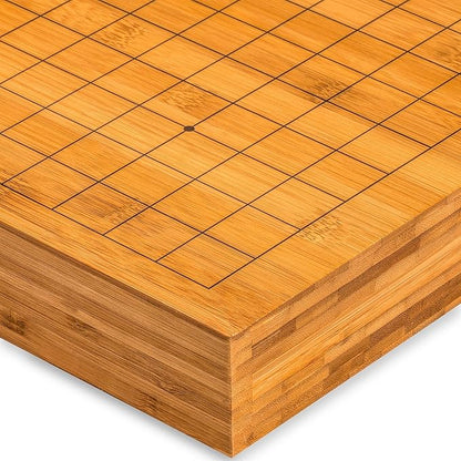 Yellow Mountain Imports Bamboo 2-Inch Reversible 19x19/13x13 Go Game Set Board with Double Convex Melamine Stones and Bamboo Bowls - Classic Strategy Board Game (Baduk/Weiqi)