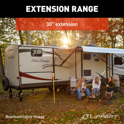 Lippert Components Manual 30" RV Scissor Jack Kit for 5th Wheels, Travel Trailers, Set of Two, 5,000 lb. Load Capacity, Anti Rust Coating, Universal Bolt-On Installation, Bow-Tie Base, Crank Handle - 285344