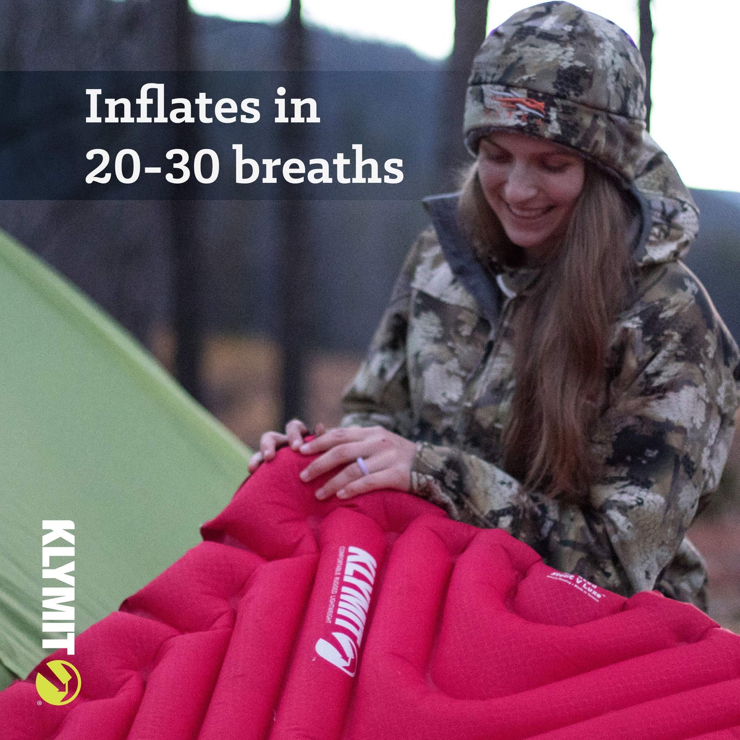 Klymit Insulated Static V Luxe Inflatable Sleeping Pad for Camping & Drift Camping Pillow, Shredded Memory Foam Travel Pillow with Reversible Cover