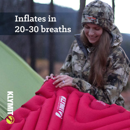 Klymit Insulated Static V Luxe Inflatable Sleeping Pad for Camping & Drift Camping Pillow, Shredded Memory Foam Travel Pillow with Reversible Cover