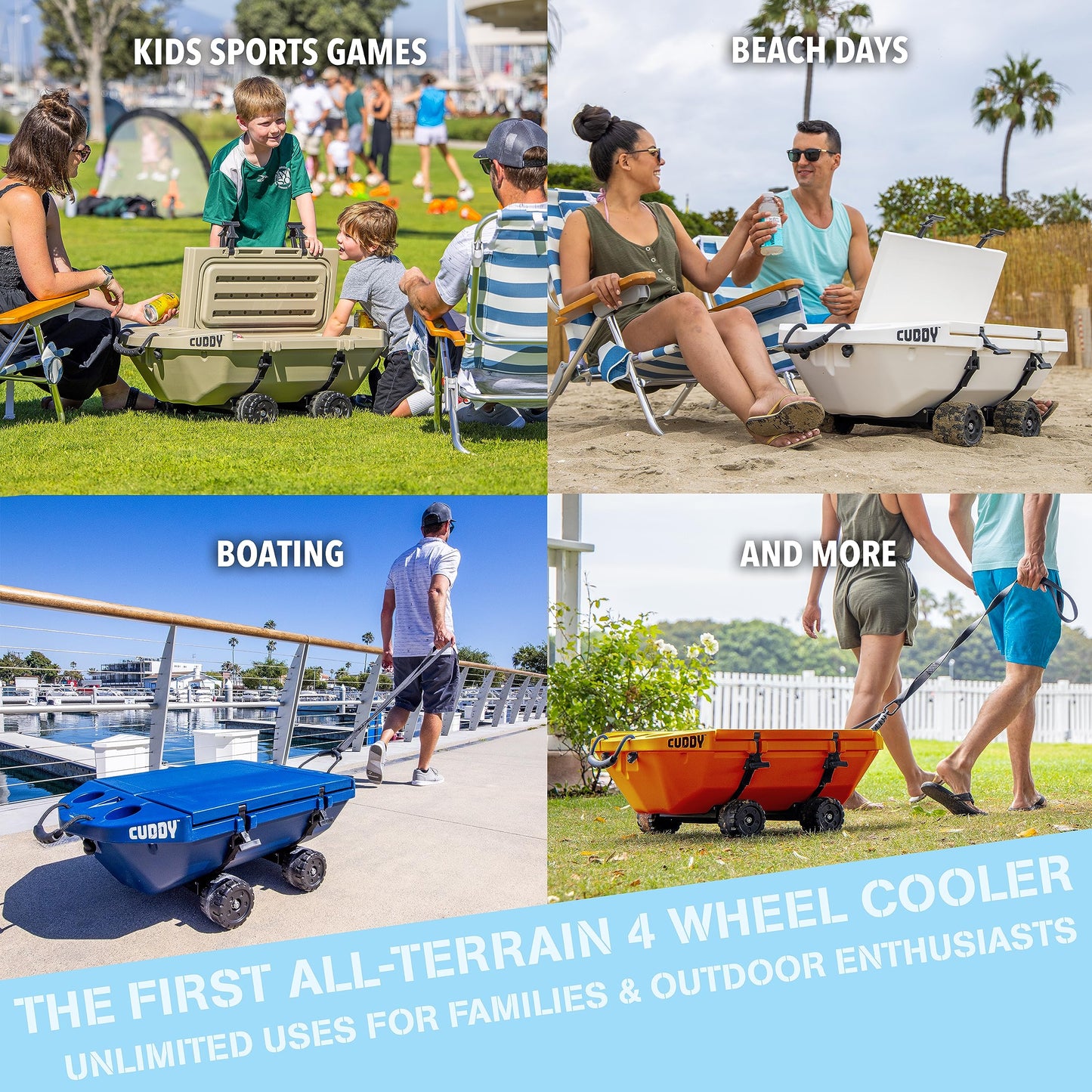 CUDDY Crawler Cooler with Wheels – 40 QT Amphibious Floating Cooler and Dry Storage Vessel - Orange