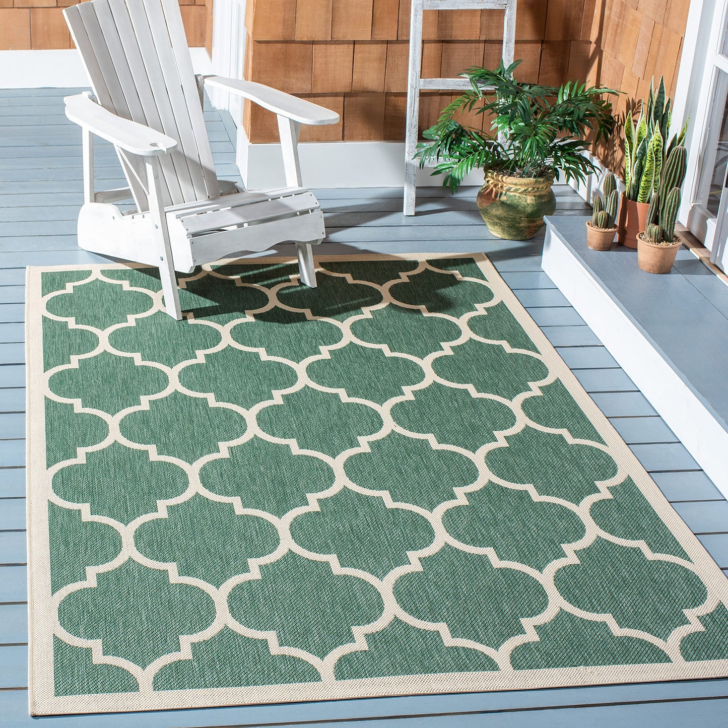 SAFAVIEH Courtyard Collection 8' x 10' Dark Green/Beige CY6914 Trellis Indoor/ Outside Waterproof Easy cleansingPatio Backyard Mudroom Area Mat