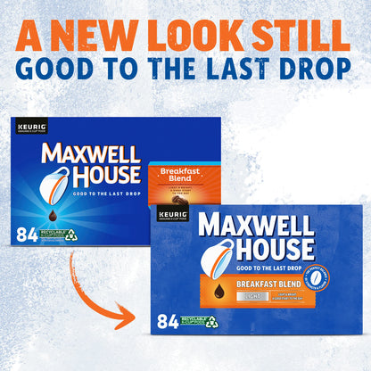Maxwell House Breakfast Blend Mild Roast K-Cup Coffee Pods, 84 ct Box (Pack of 2)