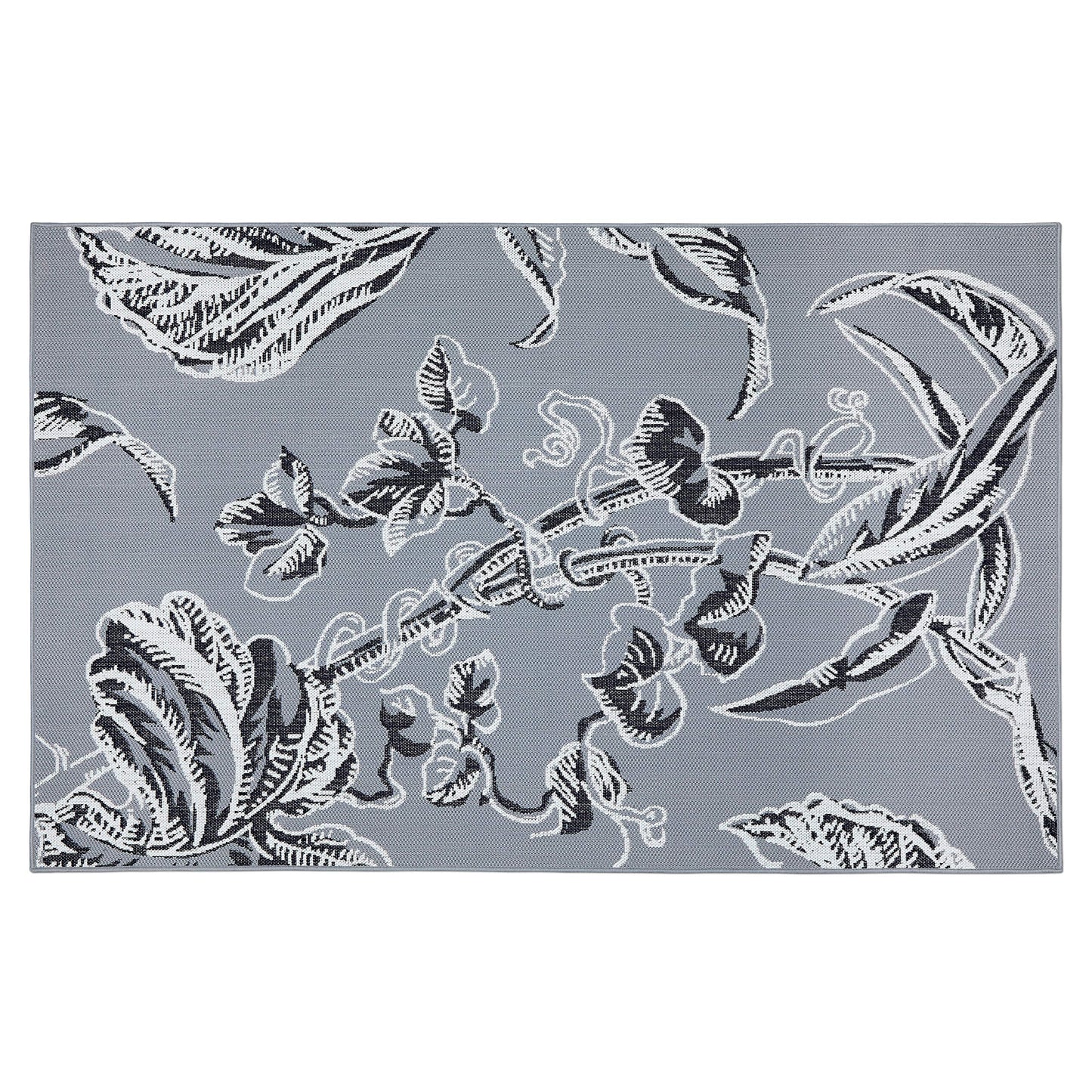 Classic Accessories for Vera Bradley Indoor/Outdoor Rug, 5 x 8 Foot, Rain Forest Toile Gray