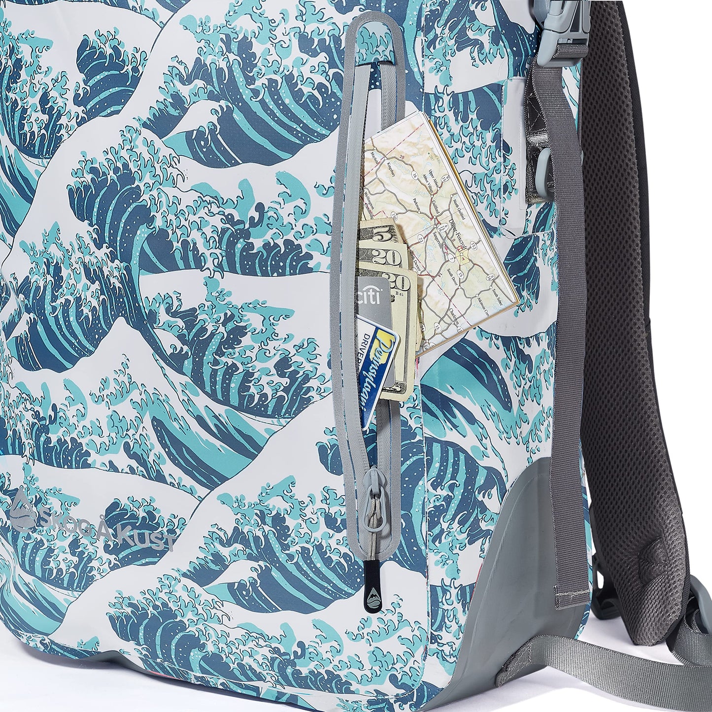 Skog Å Kust BackSak Heavy Duty Waterproof Backpack - Gear Bag for Sports, Travel, & More - 35L Waves