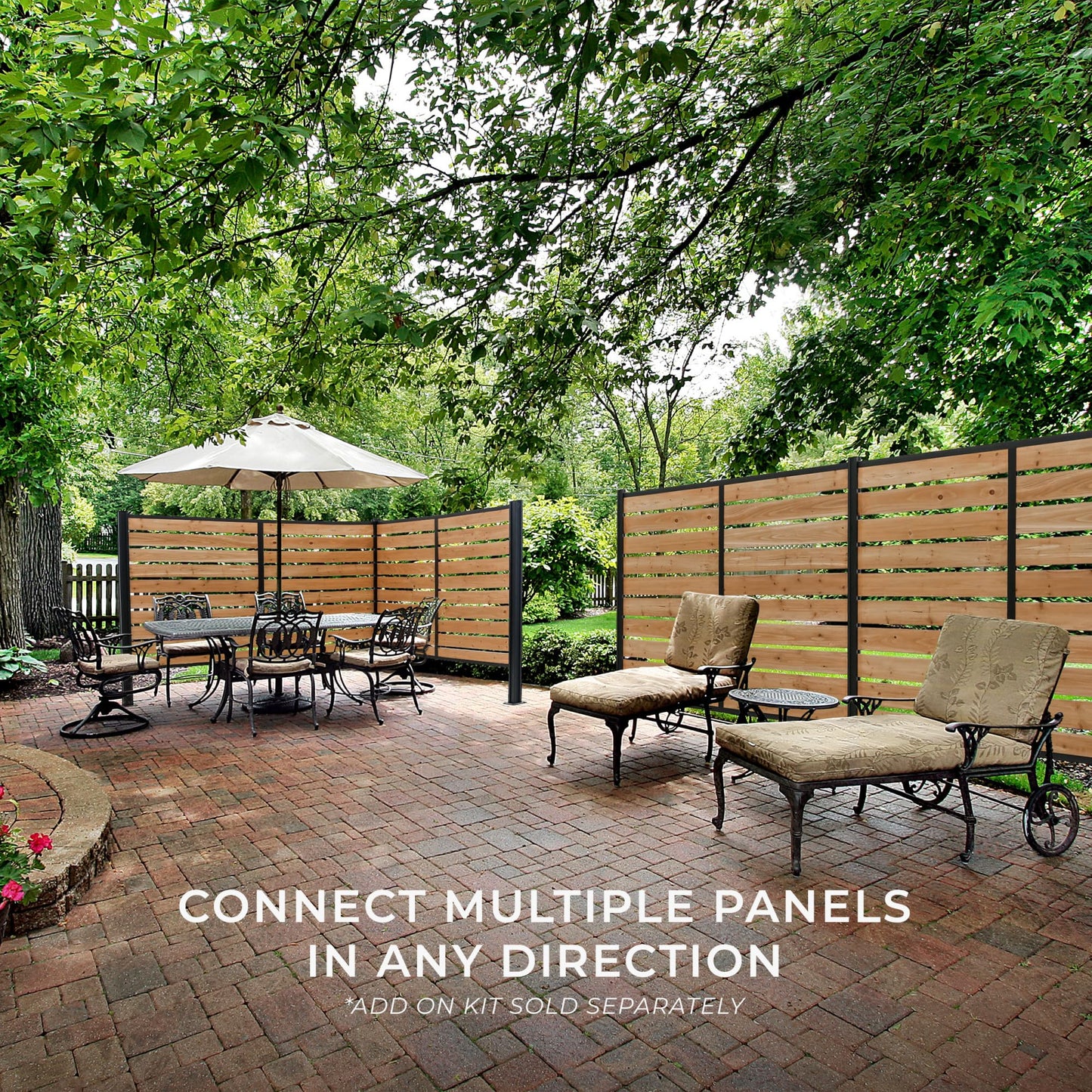 Backyard Discovery 8' x 6' Cedar Wood Outdoor Privacy Screen Wall with Durable Aluminum Metal Posts, Easy Assembly, Decorative Privacy Fence Panel for Secluded Deck, Patio, Balcony, Terrace, Hot Tub