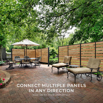 Backyard Discovery 8' x 6' Cedar Wood Outdoor Privacy Screen Wall with Durable Aluminum Metal Posts, Easy Assembly, Decorative Privacy Fence Panel for Secluded Deck, Patio, Balcony, Terrace, Hot Tub