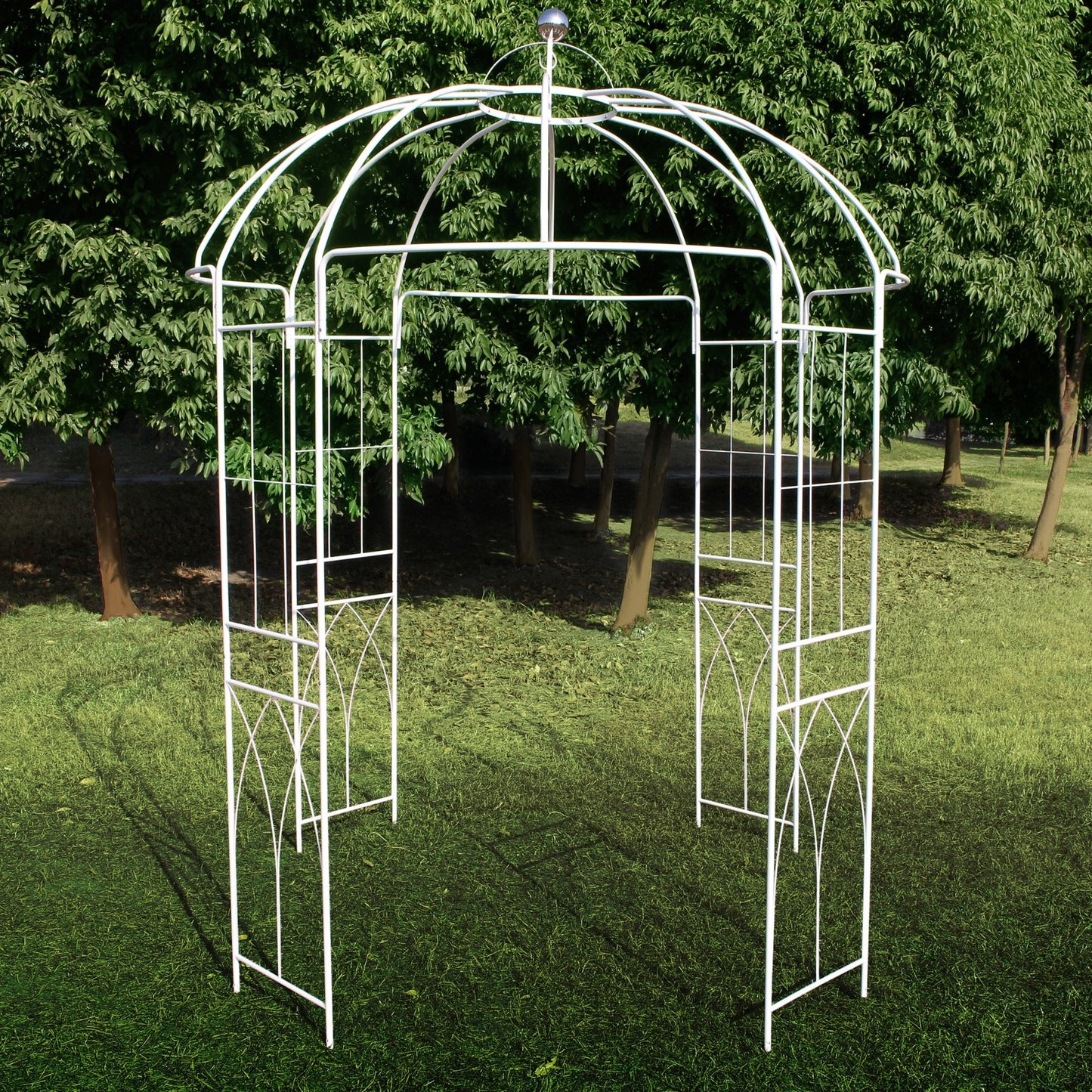 OUTOUR French Style Birdcage Shape Heavy Duty Gazebo, 9' Highx 6'6" Wide, Pergola Pavilion Arch Arbor Arbour Plants Stand Rack for Wedding Outdoor Garden Lawn Backyard Patio,Climbing Vines,Roses,White