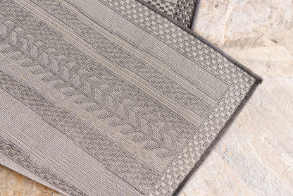 Unique Loom Outdoor Border Collection Area Rug - Lines (9' x 12' 2" Rectangle, Gray/ Silver)