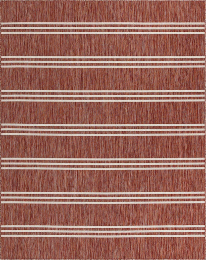 Unique Loom Outdoor Collection Area Rug - Anguilla (7' 10" x 10' Rectangle, Rust Red/ Ivory)