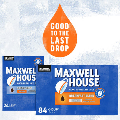 Maxwell House Breakfast Blend Mild Roast K-Cup Coffee Pods, 84 ct Box (Pack of 2)