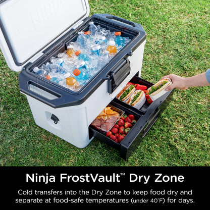 Ninja FrostVault 50qt Hard Cooler with Dry Zone | Integrated Fridge-Temp Dry Storage Drawer | Premium Heavy-Duty Insulated Cooler | Keeps Ice Cold for Days | Strawberry Rhubarb | FB151BP