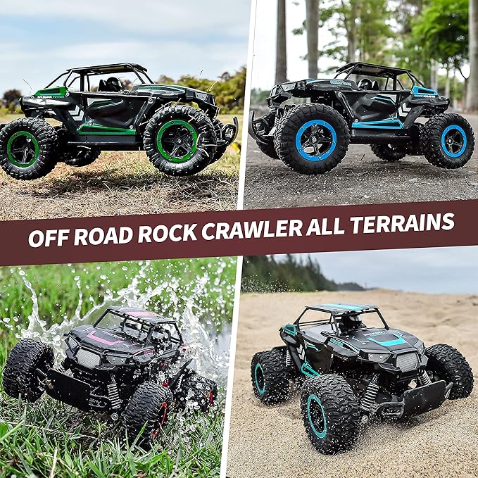 BEZGAR TB142 Remote Control Car - 1:14 Scale RC Cars 20 Km/h 2WD All-Terrains Electric Off-Road Vehicle Truck Crawler Toy with Two Rechargeable Batteries for Boys Kids and Adults