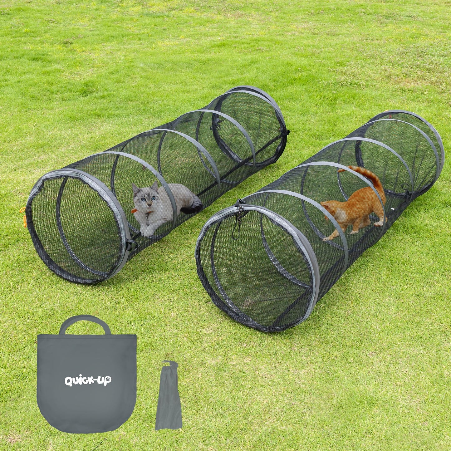 Catio Outdoor Cat Enclosure Combo for Indoor and Outdoor,3 Tier Cage Inside,Outdoor Catio,Portable and Foldable(Includes one cat Tower Tent,one Tunnel and one cage) + cat Tunnel(2 Packs)