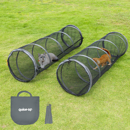 Catio Outdoor Cat Enclosure Combo for Indoor and Outdoor,3 Tier Cage Inside,Outdoor Catio,Portable and Foldable(Includes one cat Tower Tent,one Tunnel and one cage) + cat Tunnel(2 Packs)