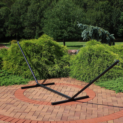 Sunnydaze Double Hammock Stand for Outside - 350-Pound Capacity Indoor/Outdoor Hammock Frame - Black Powder-Coated Finish - 12-Foot