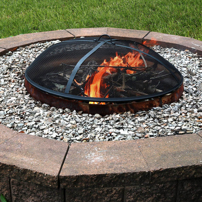 Sunnydaze Heavy-Duty Steel Mesh Fire Pit Screen - Fire Pit Spark Screen with Handle - 40-Inch Diameter