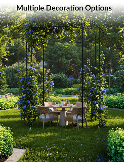 8.8 FT Tall Garden Arch, Decorative Birdcage Metal Arbor for Weddings & Parties, Weather-Resistant Steel Pergola for Climbing Flowers, Outdoor Pavilion for Patio & Backyard