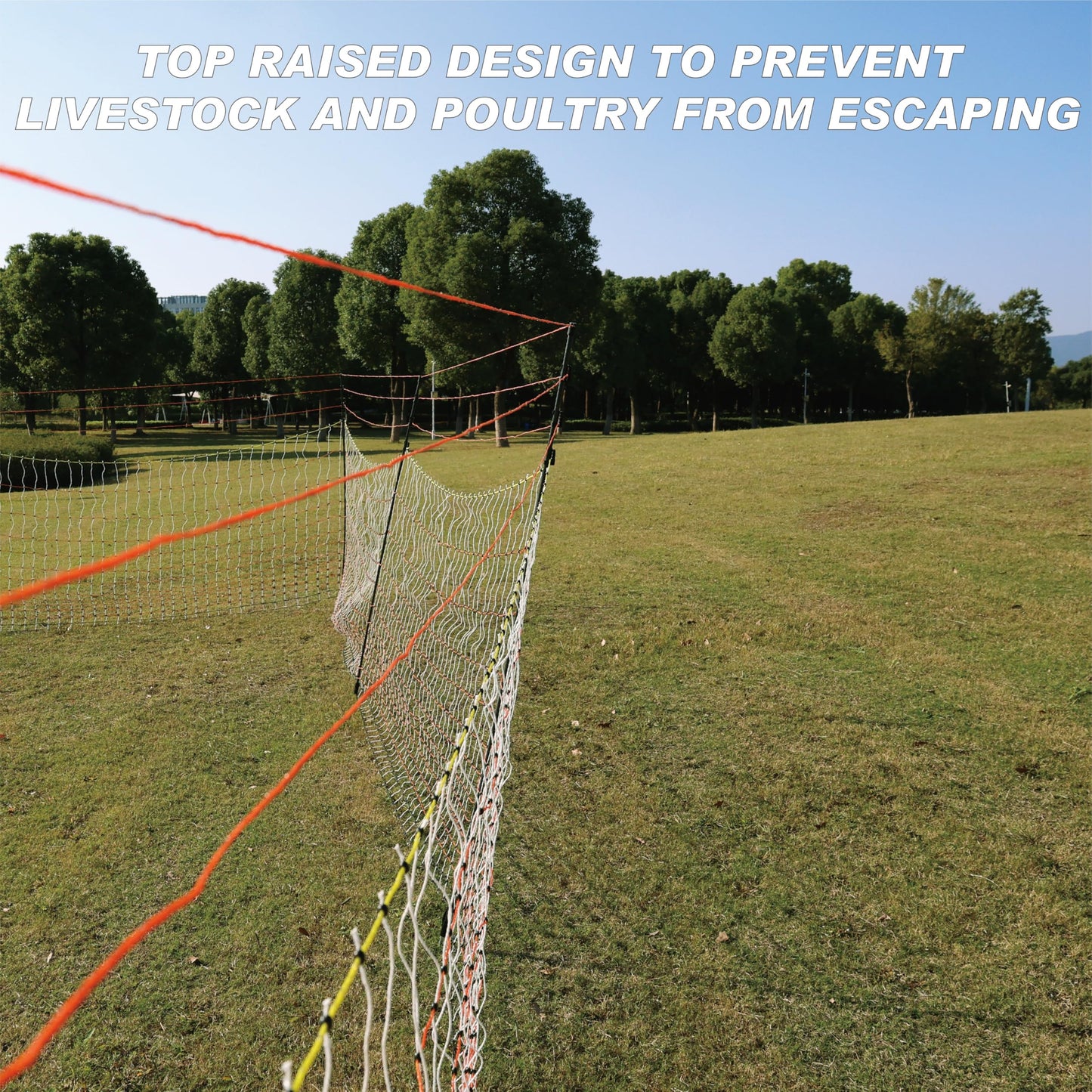 Poultry Electric Netting Fence - 47.3''H (can be Manually Raised to 59.1''H) x 65.6'L for Flying Chicken, Sheep, Goats in Farms, Ranches and Gardens, PK2