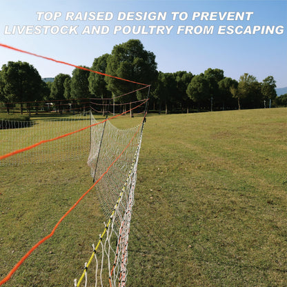Poultry Electric Netting Fence - 47.3''H (can be Manually Raised to 59.1''H) x 65.6'L for Flying Chicken, Sheep, Goats in Farms, Ranches and Gardens, PK2