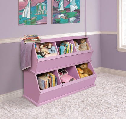 Badger Basket Stackable 3-Bin Storage Cubby - Modular Toy and Craft Organizer with Wide Mouth Bins, Expandable Design, Solid Panel Construction - Compatible with Other Units - Lilac