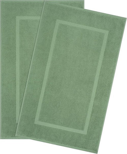 Cotton Paradise 100% Cotton Bath Mats - Soft, Absorbent, Quick-Dry Set of 2 | Sage Green 20x34 Inches