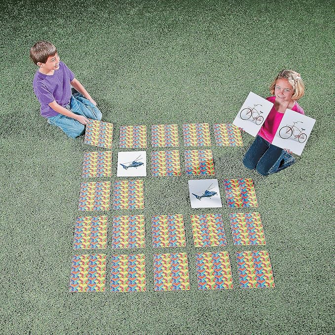 Fun Express Giant Memory Matching Game for Kids Ages 3-8 - 48 Jumbo Cards Educational Learning Toy | Preschool Board Games for Toddler Activities | Indoor &amp Outdoor Play for Classroom &amp Family