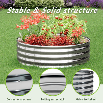 DIIYIV 2Pack 4x4x1ft Galvanized Raised Garden Bed, Planter Raised Garden Beds Outdoor, Round Clearance Raised Garden Beds for Gardening Vegetables