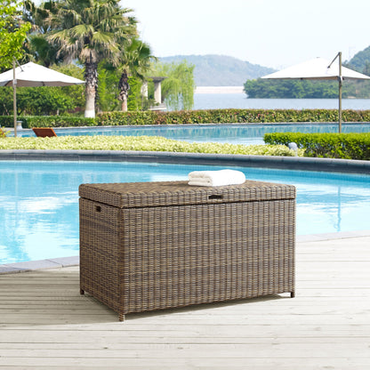 Crosley Furniture Bradenton Wicker Outdoor Storage Box for Patio Furniture Cushions, Pool Floats, Garden Tools, Brown