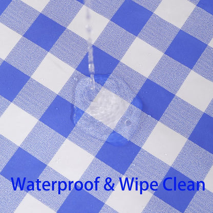 Heavy Duty Vinyl Tablecloth with Flannel Backing Waterproof Oil-Proof Plastic Table Cloth Stain-Resistant Wipeable Rectangle or Square Table Cover for Indoor and Outdoor (Blue Checkered, 60x102 Inch)