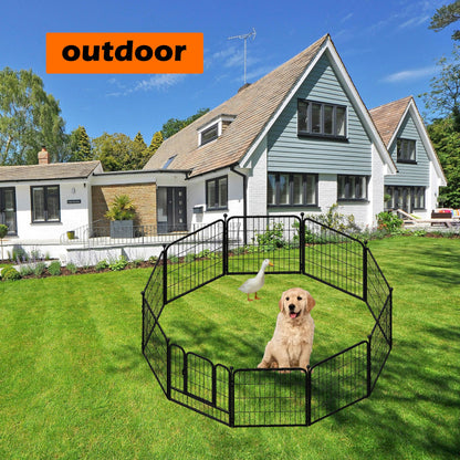 fowick 32" H x32 w Dog Playpen 10 Panels, Lack MelalPupy Exercise Pen forindoors & Oudors,Ffoldabl Animal Bamier ence, Porable petplay Pen for smal Dogs& Rabbits, No Dig Fence