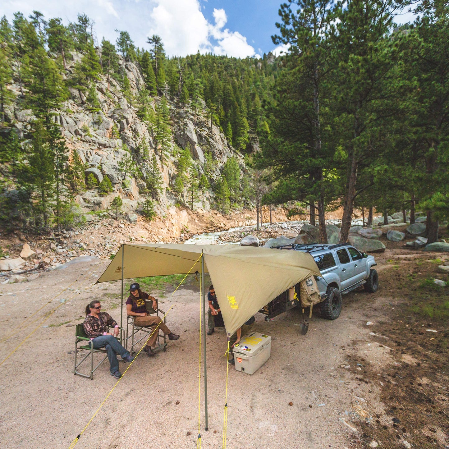 Slumberjack SJK Roadhouse Tarp, Hunting Camping & Overland Shelter Protects from Rain & Sun (Khaki)