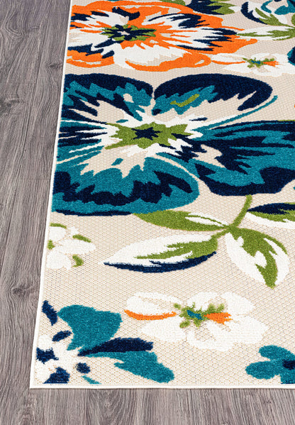 Rugshop Bergamo Contemporary Floral Indoor Outdoor Area Rug, Non-Shedding Carpet for Patio Deck Backyard or Garden Multi 7'10" x 10'