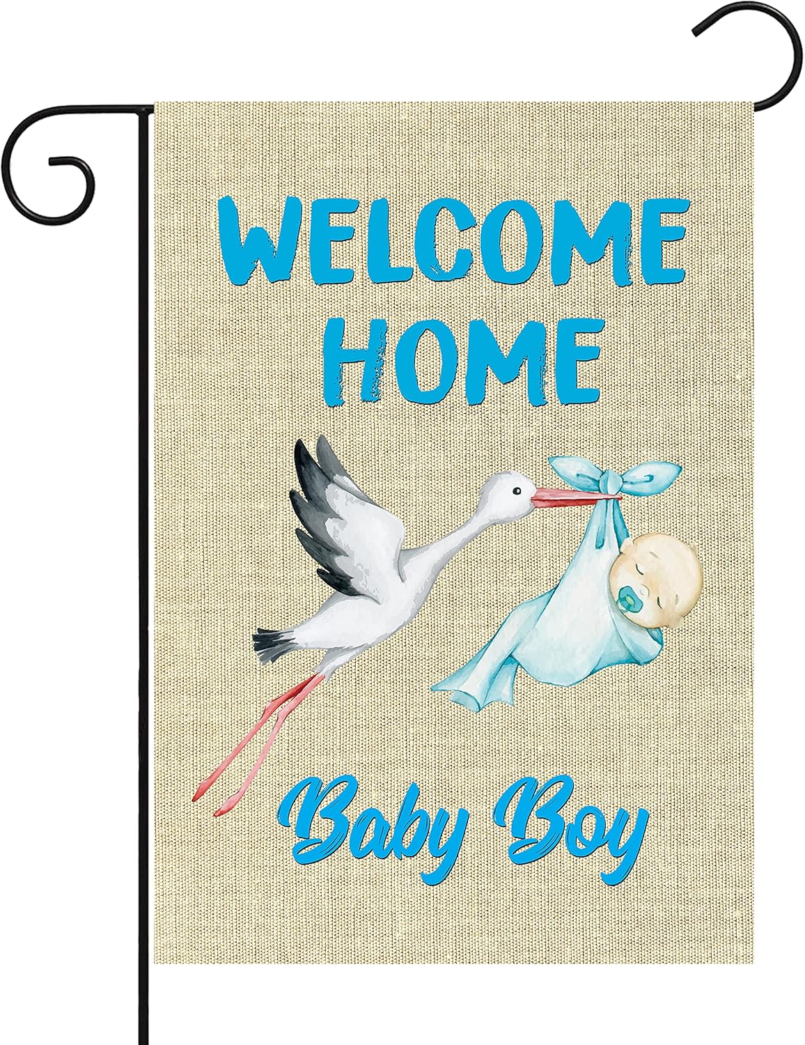 WATINC Welcome Home Baby Boy Garden Flag - Double-Sided Burlap Decor for Baby Showers | 12 x 18 Inch