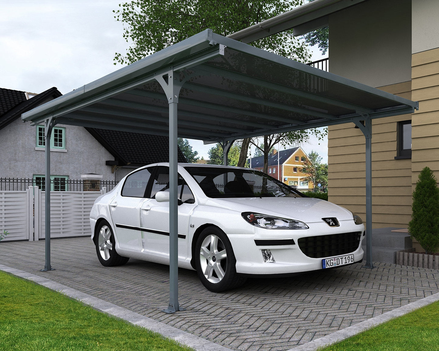 Palram - Canopia Verona 5000 10 x 16 Metal Carport, Heavy Duty Car Port, Weather-Protected Gray Aluminum Frame, Bronze Polycarbonate RV & Car Storage, UV Protected, DIY Garage Kit, 10-Year Warranty