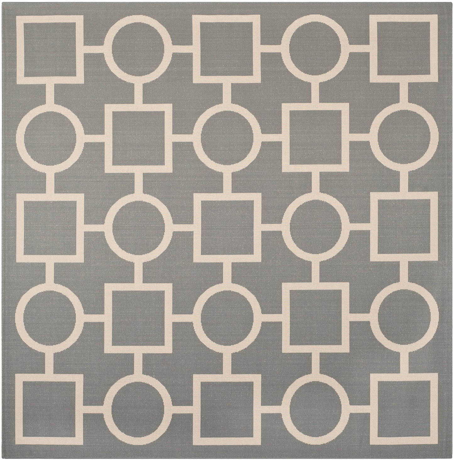 SAFAVIEH Washable Rug Outdoor Courtyard Collection - 7'10" Square, Anthracite & Beige, Non-Shedding & Easy Cleaning, Ideal for Patio, Backyard, Mudroom (CY6925-246)