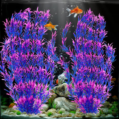 MyLifeUNIT Aquarium Plants, 21 Inches Tall Plastic Fish Tank Plants for Fish Tank Decorations and Aquarium Decor (Purple)