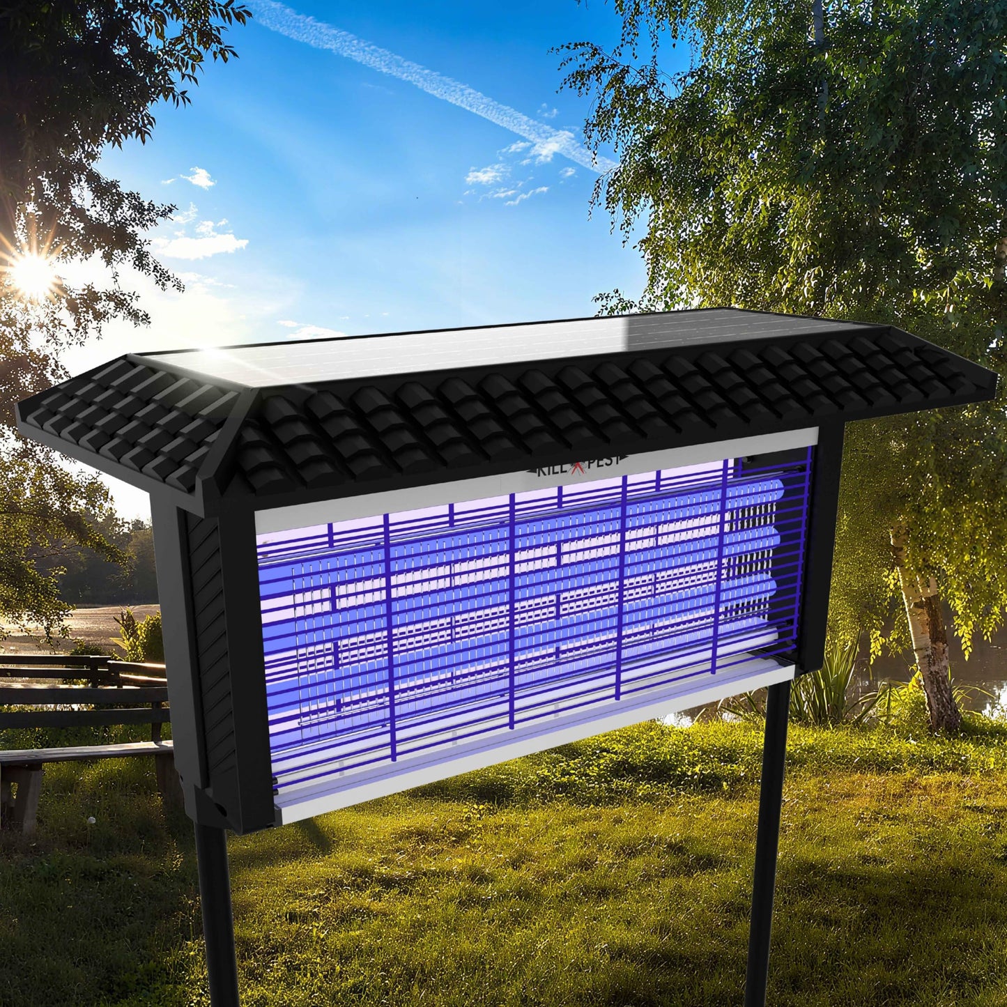 ZETAWALE Solar Powered Bug Zapper Outdoor, 4500V Mosquito Trap with 45W Solar Panel, Fly Trap & Mosquito Killer, 8000mAh Battery, IPX5 Waterproof, Covers Up to 4000 Sq.Ft for Patio, Backyard, Garden