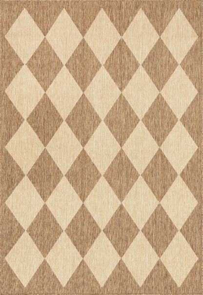 nuLOOM Outdoor Performance Collection Sabina Trellis Brown/Ivory, 8' x 10', Soft and Cozy, High Traffic, Stain Resistant, Easy Clean, Durable Area Rug for Indoor/Outdoor Patio, Deck, Porch, Garden