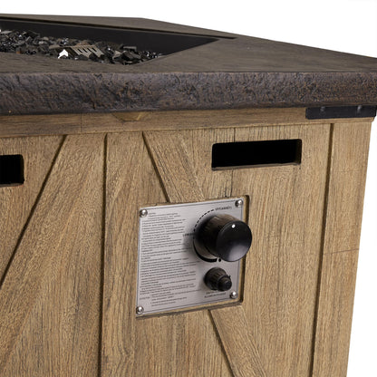 Alpine Corporation 24" Wood Grain Fire Pit Table, 50K BTU, All Weather Outdoor Heater with Flame Control for Patio, Garden and Yard