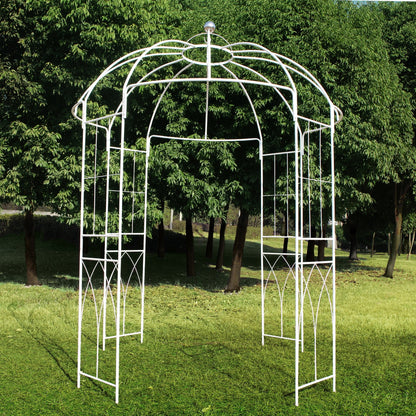 OUTOUR French Style Birdcage Shape Heavy Duty Gazebo, 9' Highx 6'6" Wide, Pergola Pavilion Arch Arbor Arbour Plants Stand Rack for Wedding Outdoor Garden Lawn Backyard Patio,Climbing Vines,Roses,White