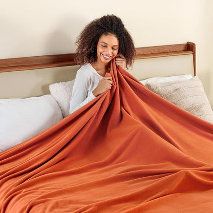 Berkshire Blanket Microfleece King Size Bed Blanket - Lightweight Plush Amberglow Orange, 90x108 Inches