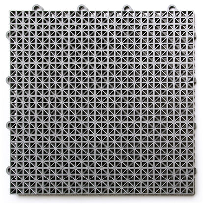 Big Floors DuraGrid Deck Tiles, Interlocking Outdoor Tiles for Patio, Self-Draining, UV-Resistant, Water-Resistant Modular Flooring, Easy Install, 40 Pack, Gray