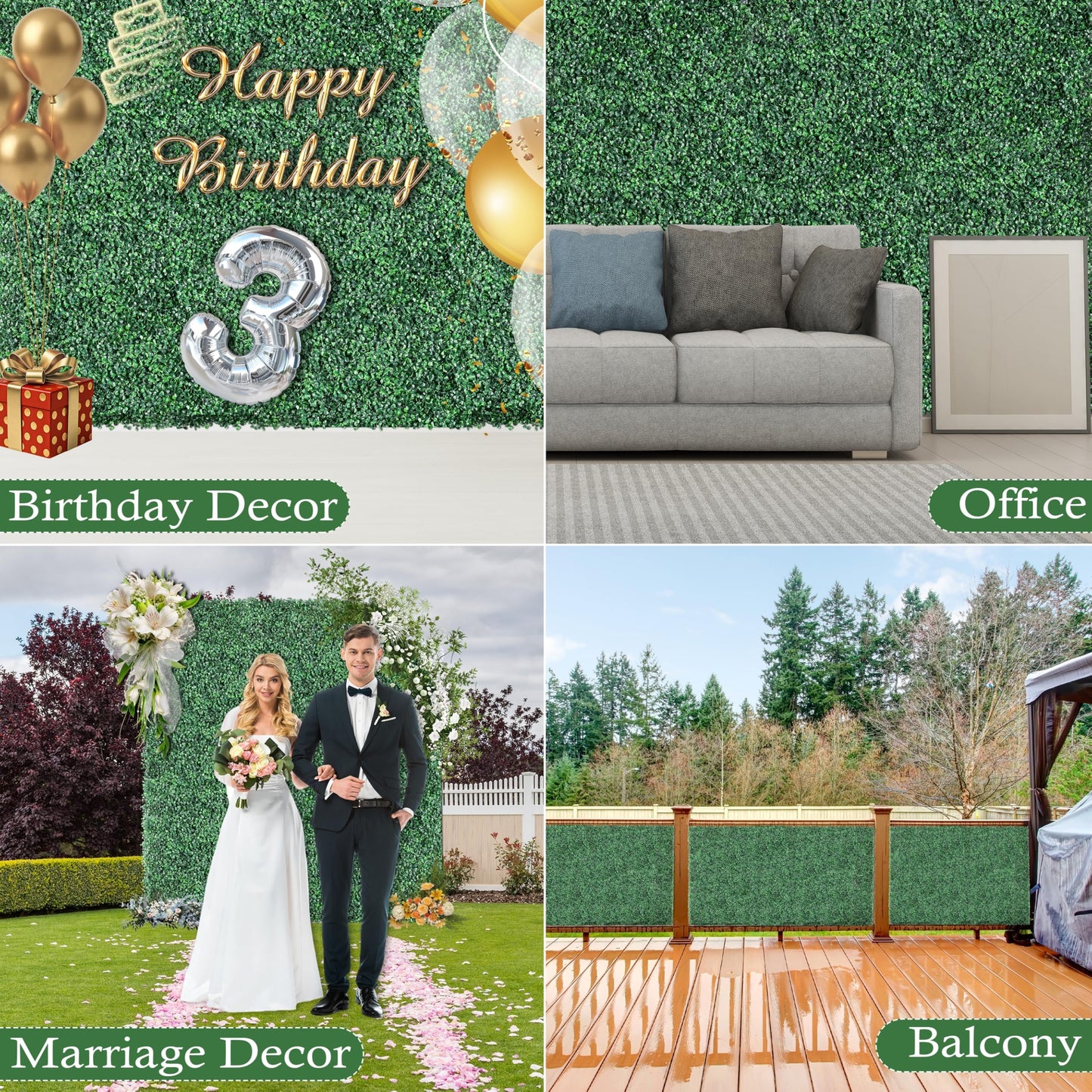 Sunnyglade 40"x120" Artificial Boxwood Roll Panels, UV-Resistant Artificial Privacy Fence Screen, Ivy Leaves Grass Wall Roll Panels for Garden Balcony Patio Decor (40x120 in)