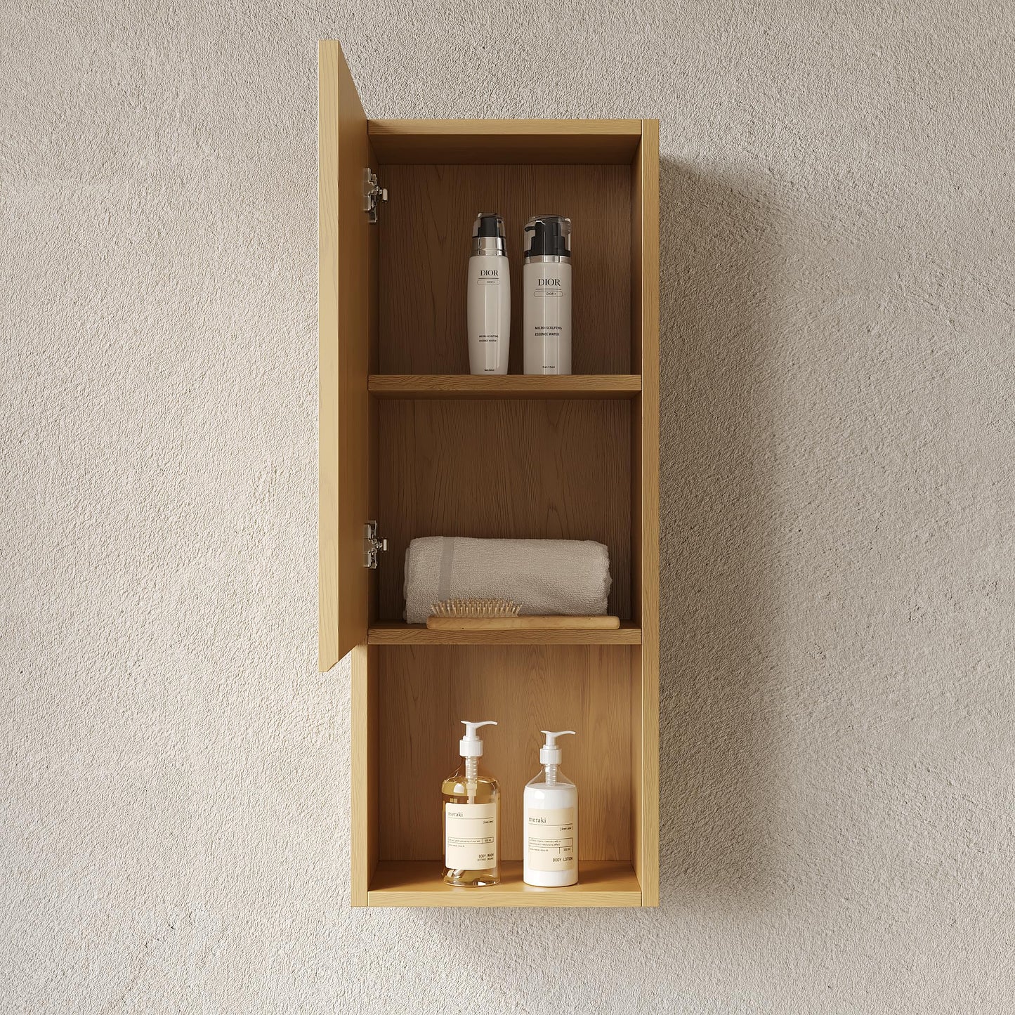 KEIKI Bathroom Wall Cabinet, Premium Wood Medicine Cabinet with Soft-Close Doors and Open Shelf, Narrow Storage Cabinet for Bathroom Kitchen Laundry Room, Golden Oak